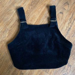 Black corduroy crop top